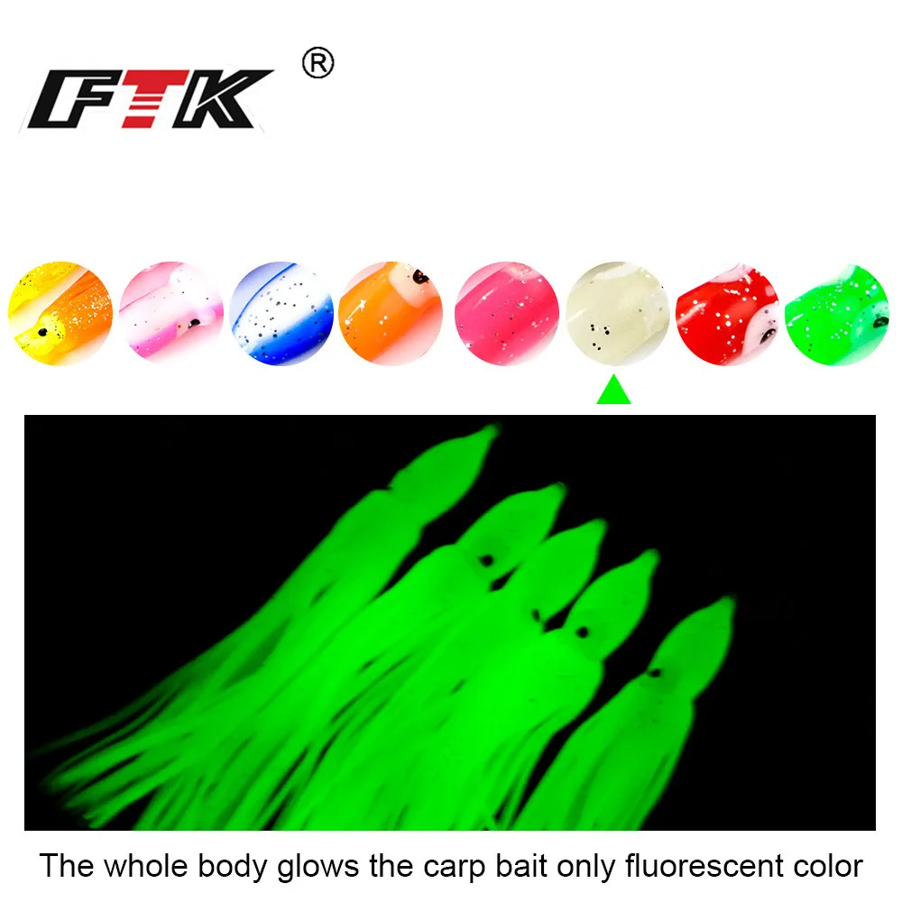 FTK 15 Uds. Plantillas luminosas de calamar y pulpo, señuelo de pesca de 9/12cm, mezcla de colores, pesca en el mar, aparejos de calamar y camarones, cebo Artificial - imagen 3