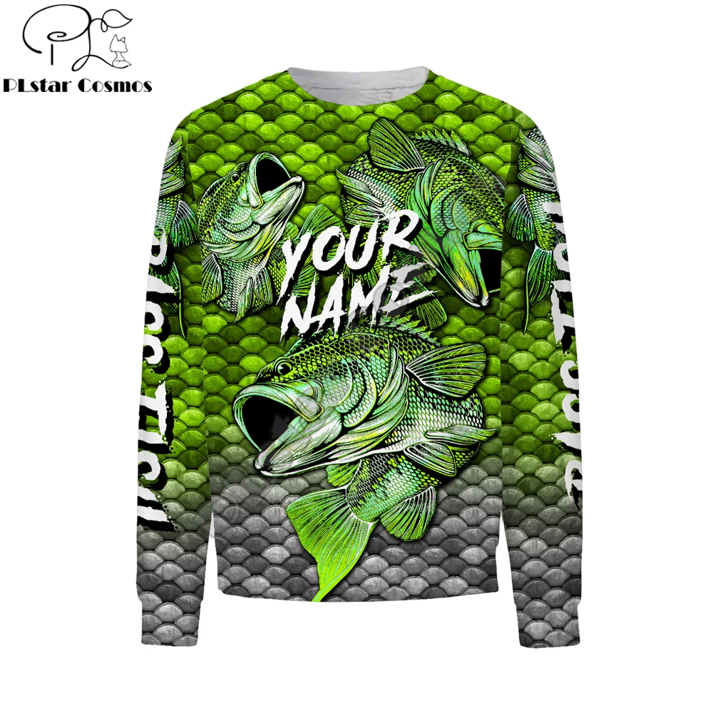 Bass Fishing Green Nombre personalizado Impreso 3D Sudadera con capucha para hombre Sudaderas con capucha unisex Sudadera Otoño Streetwear Chaqueta casual Chándal KJ734 - imagen 3
