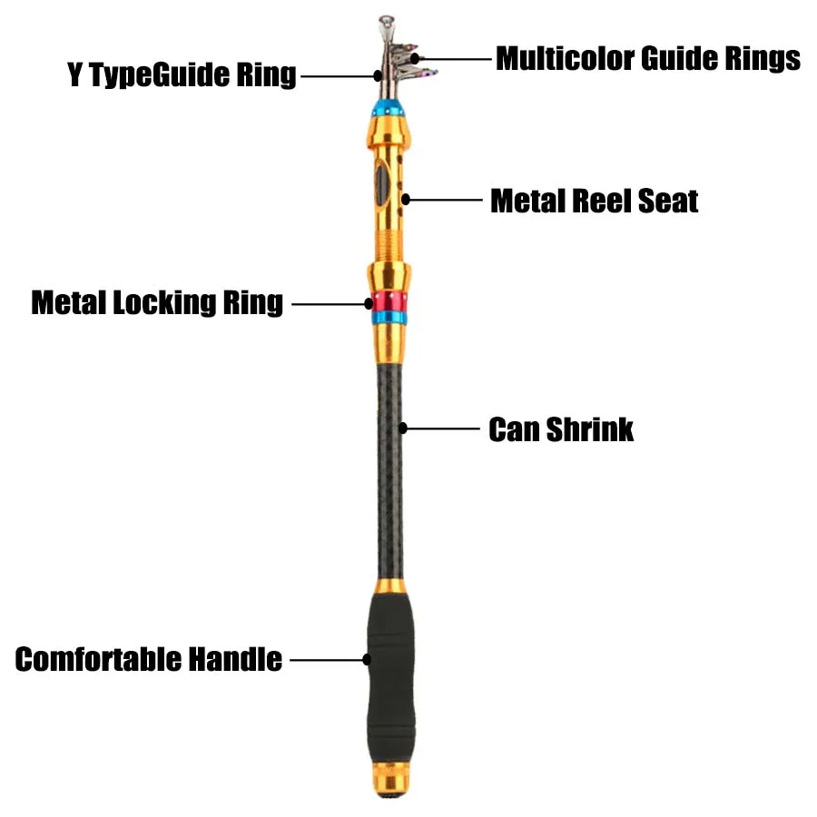 Caña de pescar telescópica Jioudao, caña de pescar de carpa de fibra de carbono súper dura, 1,8 M/2,1 M/2,4 M/2,7 M/3,0 M/3,6 M, caña de pescar de agua salada - imagen 4