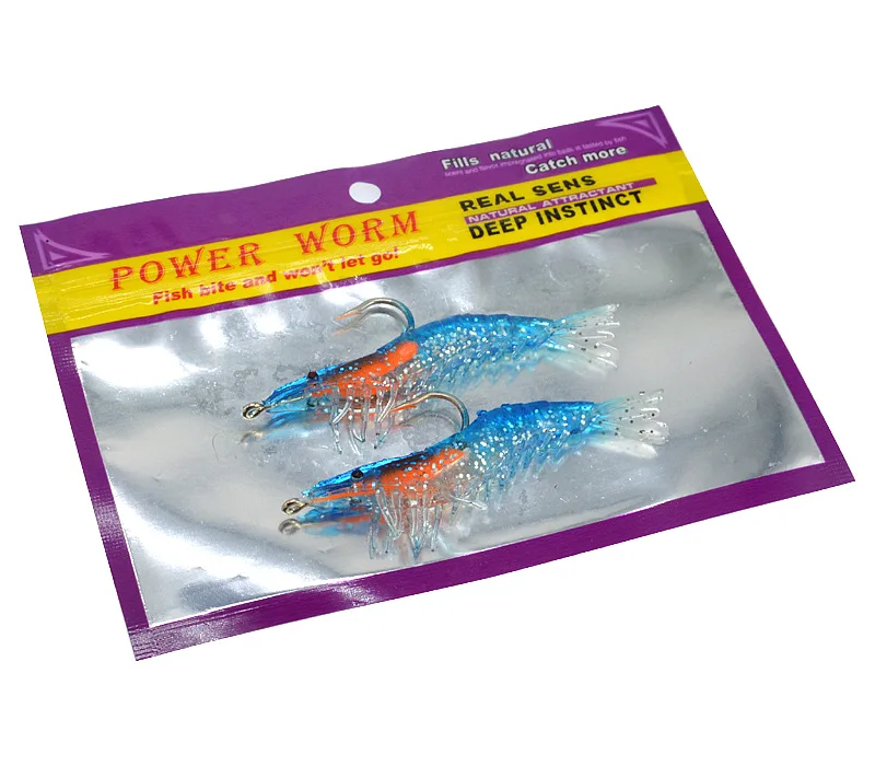 Señuelo de agua dulce y salada, cebo suave para pesca en barco, simulación de camarón brillante, gancho individual, 9cm/10g, bolsa de 2 piezas - imagen 4