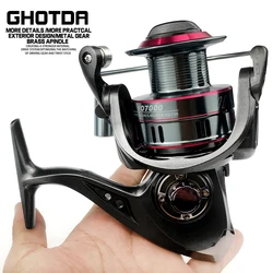 GHOTDA-carrete de pesca giratorio, bobina de Metal de alta velocidad, arrastre máximo de 12 kg, 5,2: 1