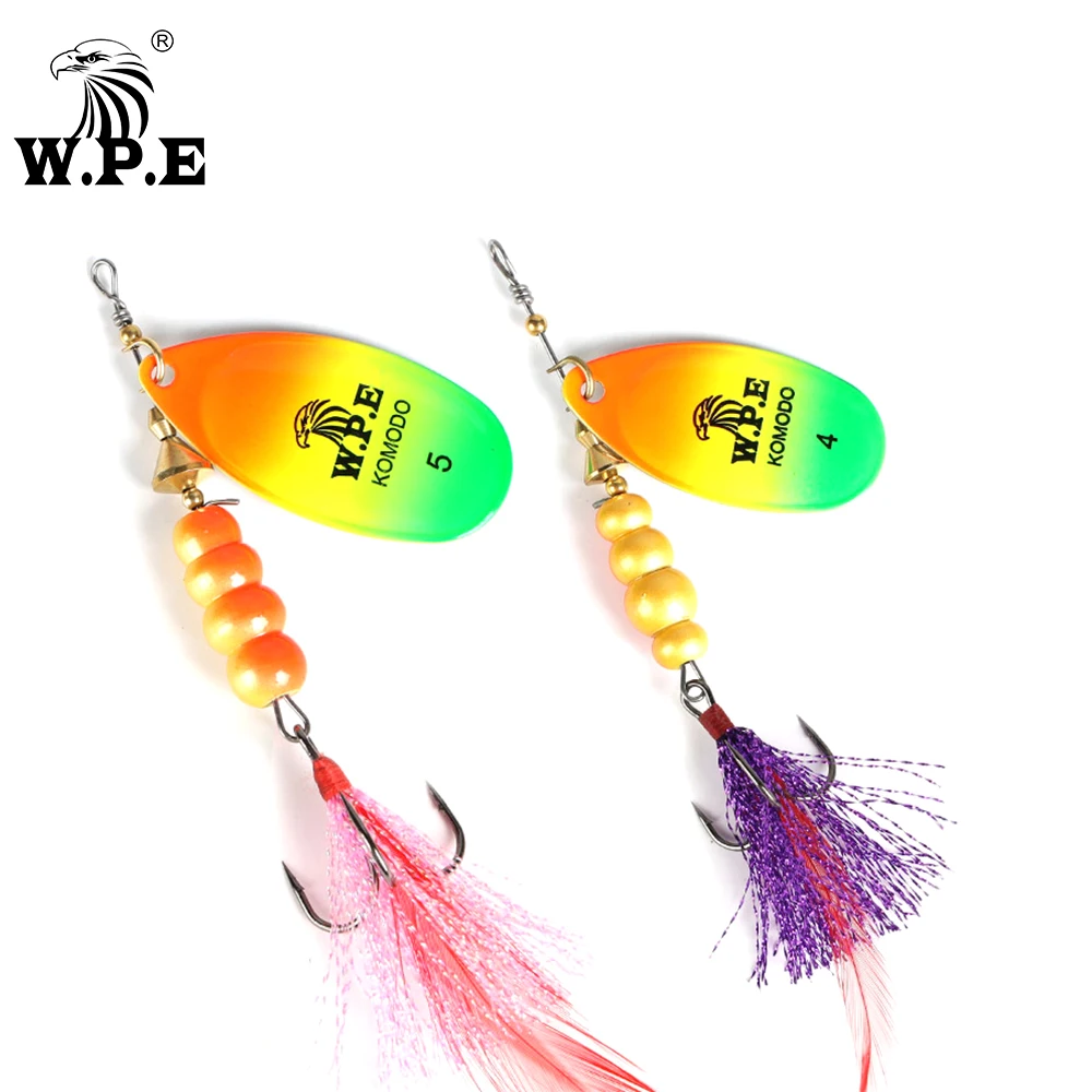 W.P.E-señuelo de cuchara de Metal, aparejos de pesca duros, Wobblers, CrankBaits, ganchos de plumas, pesca de carpa, 1 ud., 13,5g/22g, nuevo - imagen 2