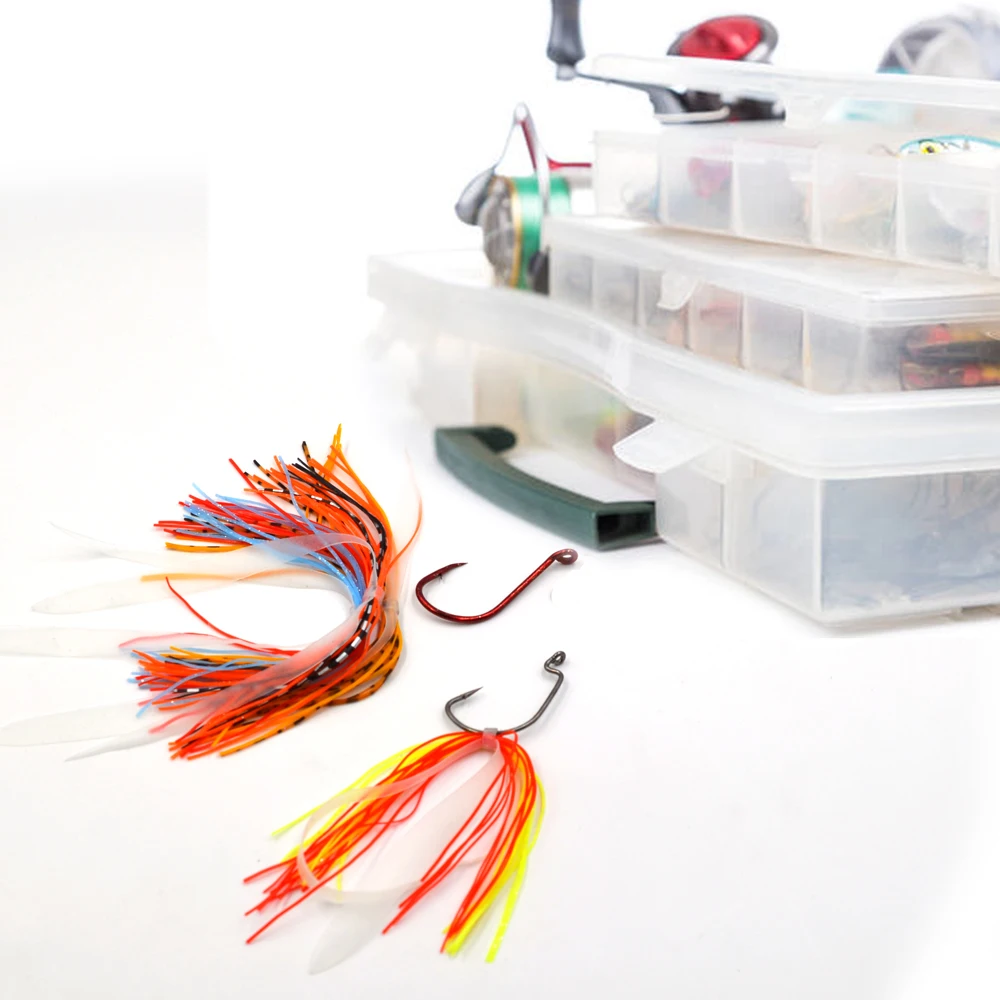 MNFT-Jaldas de plantilla de silicona, 8 juegos, señuelos de pesca de goma, alambre de silicona luminoso, Material de atado de moscas, cebo de pesca Jigging - imagen 5