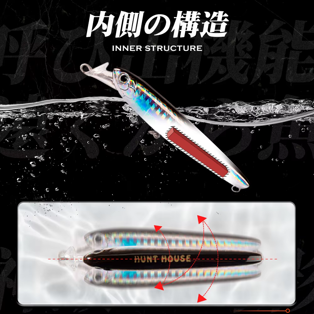 Hunthouse-señuelo de pesca Rocket 95, promoción, 3 unids/lote, cebo de hundimiento de 75mm/13g 95mm/22g, lubina - imagen 3