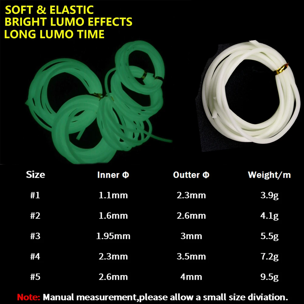 Tubo luminoso nocturno para pesca al por mayor, Material de aparejo de agua salada, mangas de pesca de silicona de 3mm, tubo brillante para pesca en el mar - imagen 3