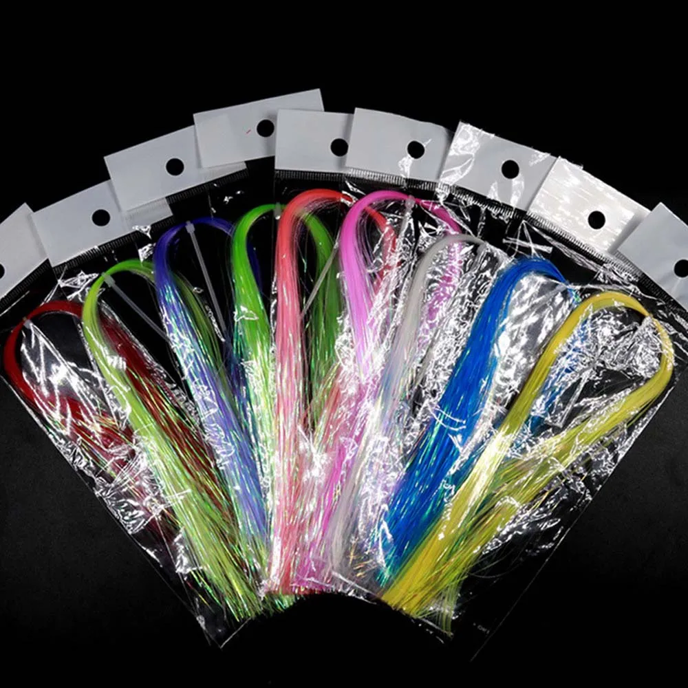 Lote de 60 unidades de hilo de seda de hielo nacarado fluorescente, línea de mosca, flash de cristal brillante, material de bricolaje, señuelo de asistencia, accesorios para moscas - imagen 2