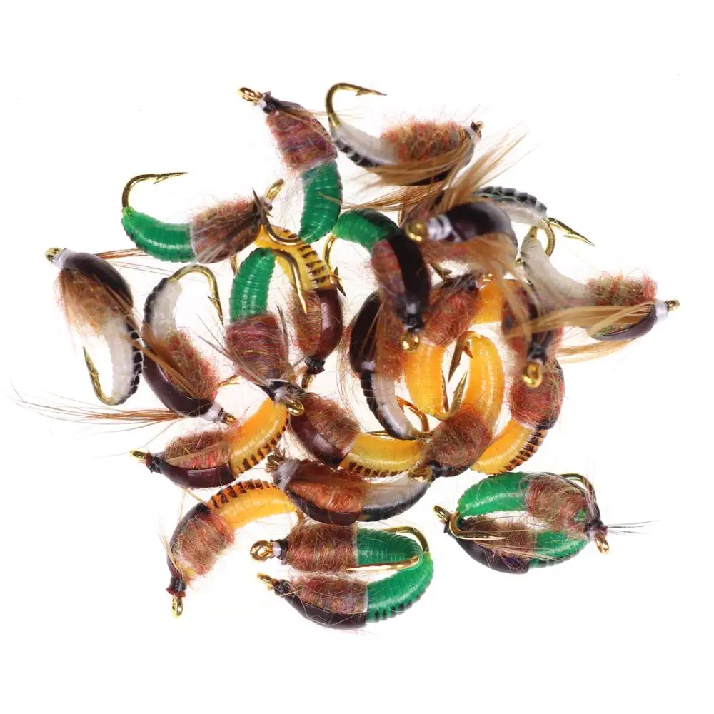 Bimoo-señuelo de insectos artificiales, cebo de pesca de trucha, ninfa, camarones, lubina, verde, naranja, blanco, 6 piezas, 8, 10, 12 - imagen 4