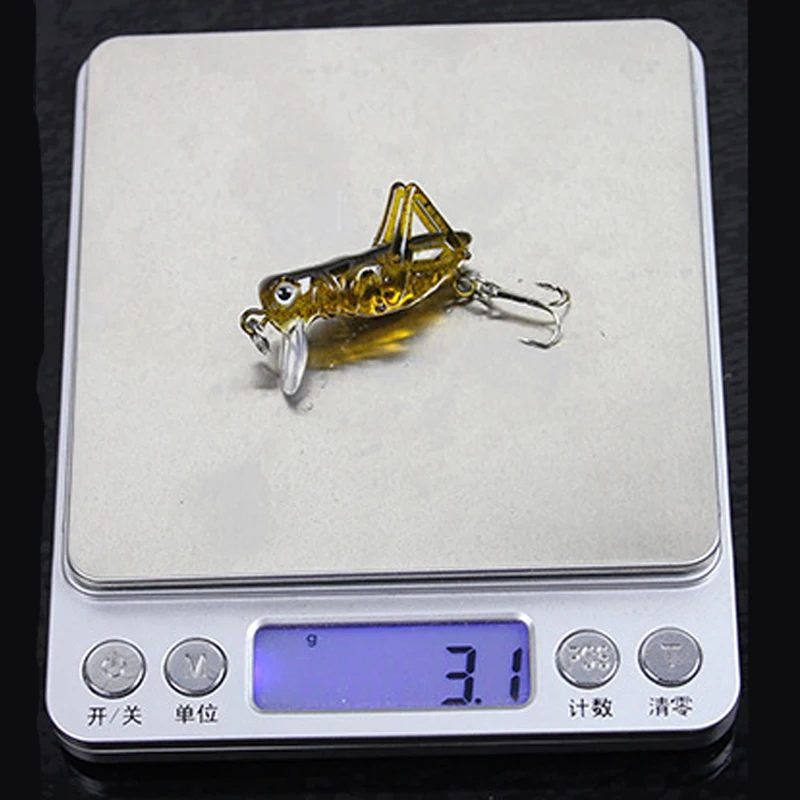 Señuelos de Pesca de insectos saltamontes, juego de cebos artificiales de pesca de basura con caja, plantilla Wobbler, aparejos de pesca de mar X489, 4cm, 3g, 5 unidades por lote - imagen 3