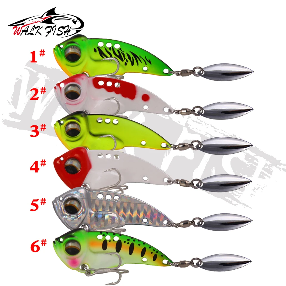 Caminar peces 1 uds/4,5/5,5/6cm 3D los ojos de Metal Vib pala señuelo se hunde vibración cebos artificiales vibra para bajo Pike perca pesca - imagen 3