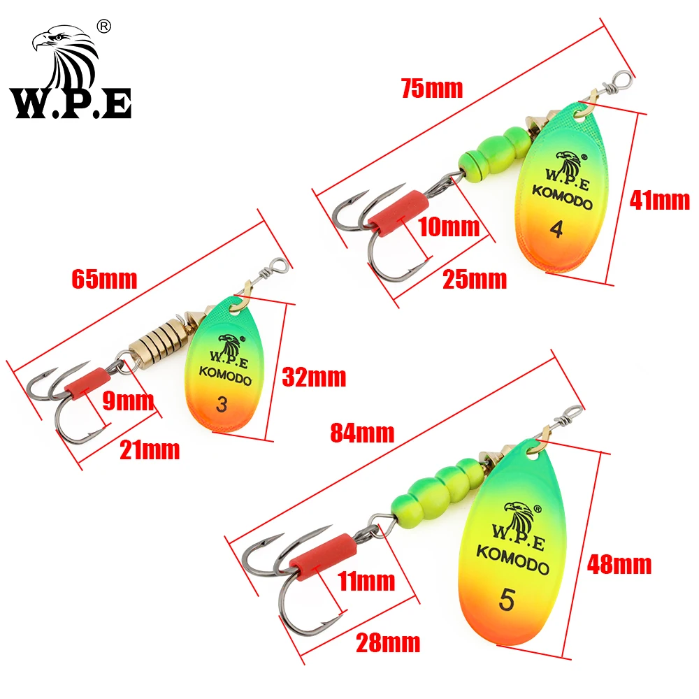 W.P.E 1 Uds. Señuelo de pesca giratorio 3 # /4 # /5 # 6,8g/9,5g/13,4g cuchara señuelo de Pesca latón Metal SwimBaits Bass Pike señuelo de Pesca Pesca - imagen 2