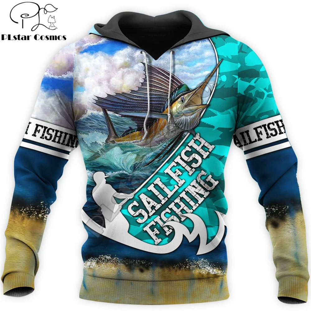 Sailfish pesca 3D completamente estampado hombres sudaderas con capucha sudadera Unisex ropa de calle jersey con cremallera chaqueta Casual chándales KJ0212 - imagen 4
