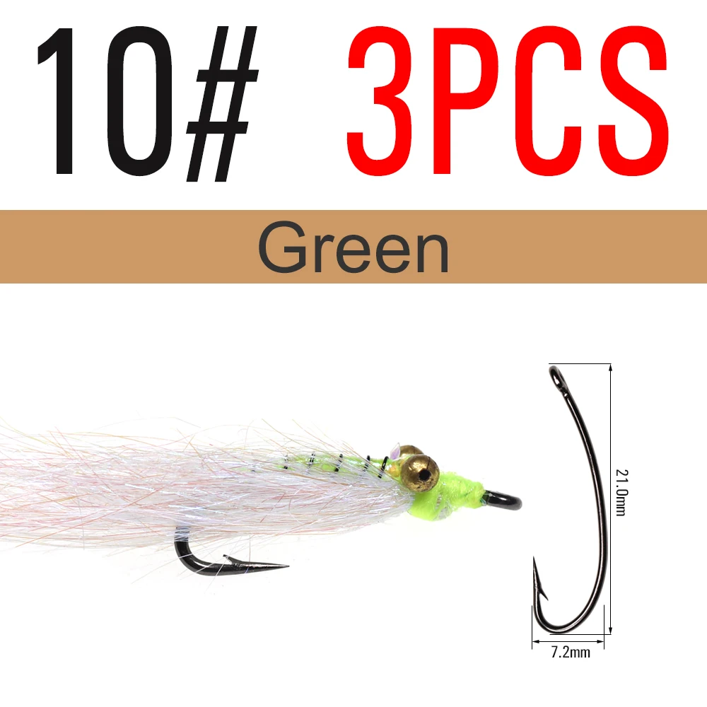 3pcs Green Size 10