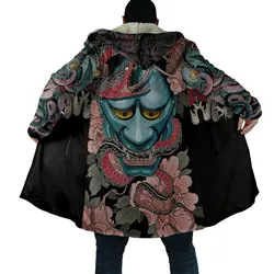 Capa Invierno Samurai Oni – Capucha Lana Estampado 3D Unisex