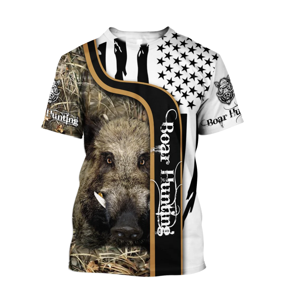 2025 verano Hipster hombres camiseta hermosa caza de jabalí 3D impreso Harajuku Camiseta de manga corta Unisex Casual tops TX0163 - imagen 5