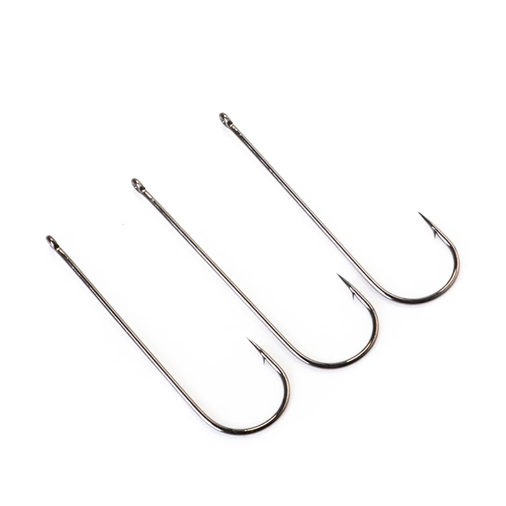 Anzuelo de pesca de caña larga de acero de alto carbono AD-Sharp anillado forjado con púas Offset cebo estrecho - imagen 4