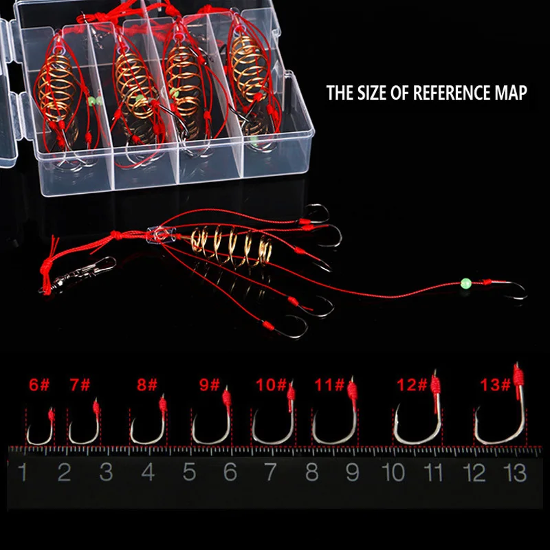 Mosodo 4 unids/caja anzuelos de cebo para pesca de carpa, anzuelos trampa con alimentador de resorte, jaula de cebo, anzuelos de explosión, herramientas de aparejos de pesca gruesos - imagen 4