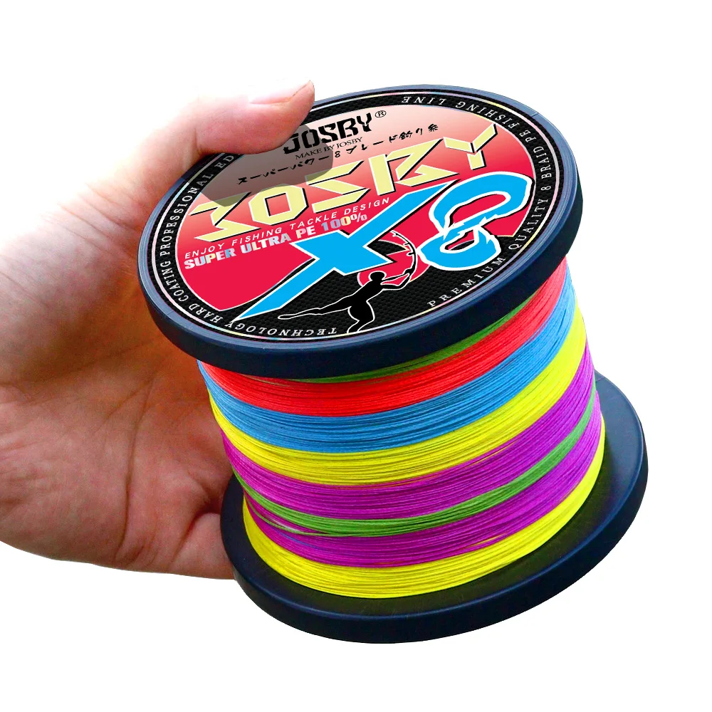 JOSBY-línea de pesca trenzada de 4 hebras, 8 hebras, 9 hebras, 1000M, 500M, 300M, PE, Multicolor, multifilamento, para carpa - imagen 2