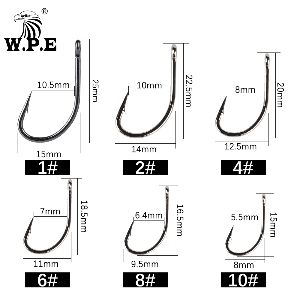W.P.E BKK-anzuelos del anzuelo DE PESCA 1 #-10 #, ganchos de púas de acero de alto carbono, aparejos de pesca de carpa, círculo, 30 Uds./lote - imagen 4