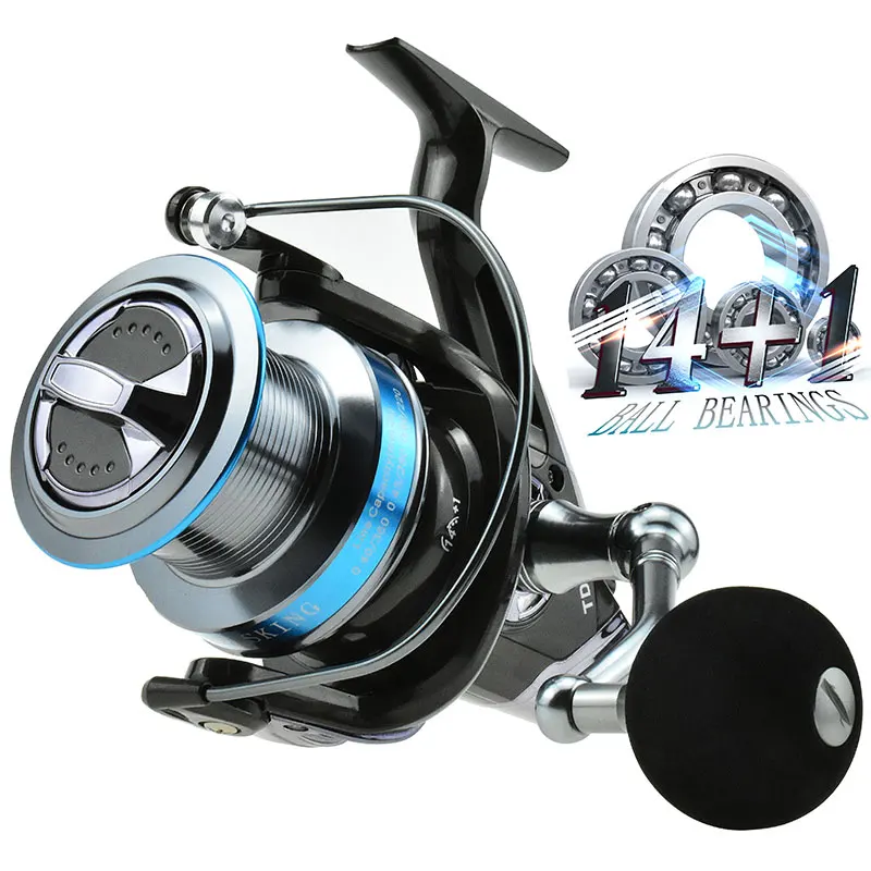 Carrete giratorio para pesca en agua salada, accesorio de Metal, potencia de arrastre de 20KG/44lb, largo, Surfcasting - imagen 5