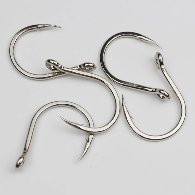 Anzuelos supergrandes de acero al carbono, aparejos de Pesca de agua de mar estañada, placa de hierro, 20 Uds. Por lote - imagen 4