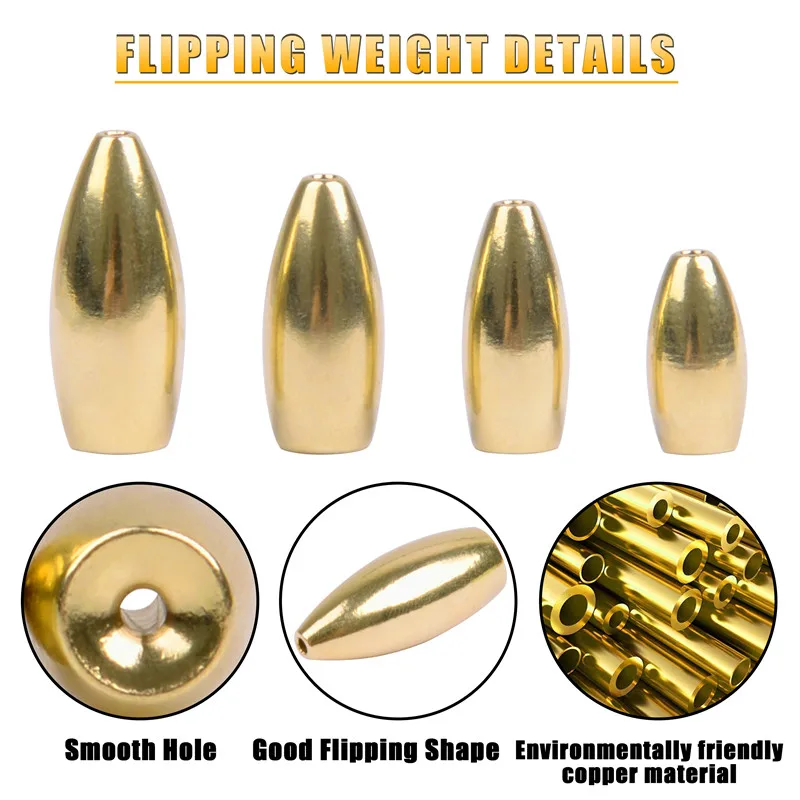 Plomos de pesca con forma de bala, pesas de gusano para señuelo de lubina, 3,5g, 5g, 7g, 10g, Texas, 30 Uds. - imagen 4