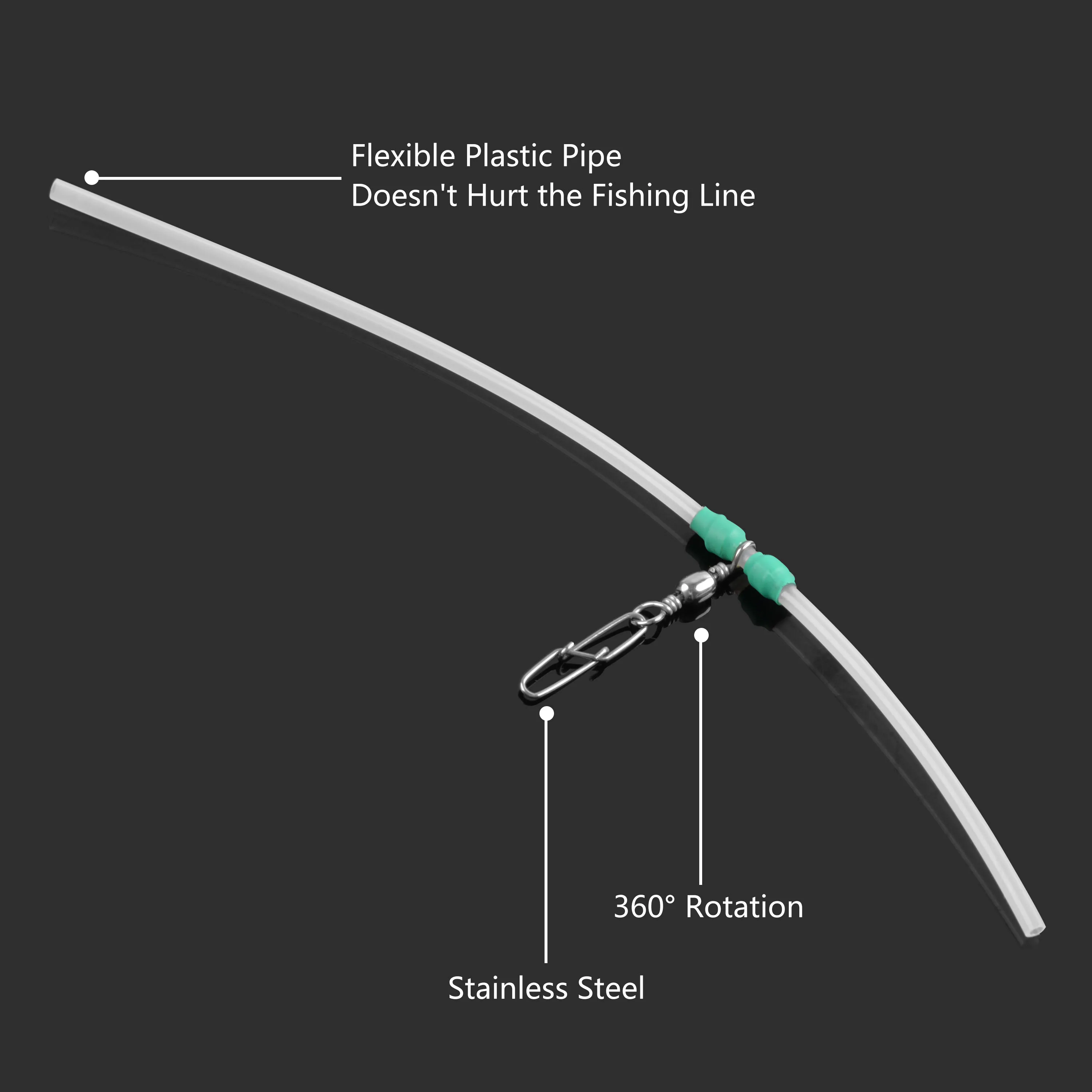 Mangas de pluma alimentadora antienredos para pesca, tubo de línea cruzada de 20 piezas con conector de broches giratorios de barril para latón - imagen 3