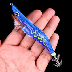 Señuelo de pesca de camarones de madera en caja 2,5 #   3.0 #   3.5 #   Plomo plomo calamar señuelos luminosos pulpo sepia camarones cebos sonajero