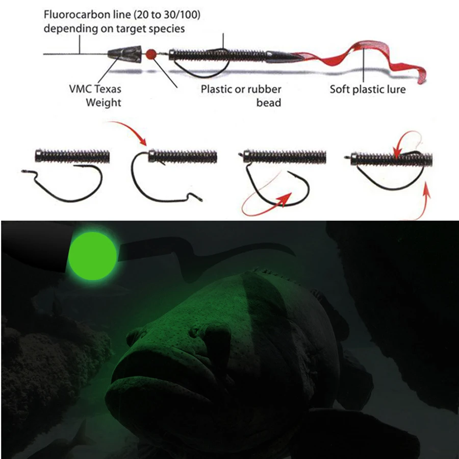 Señuelos luminosos de goma para pesca en agua salada, conjunto de anzuelos redondos de pesca de hielo marino, accesorios, color verde, 100 Uds. - imagen 5