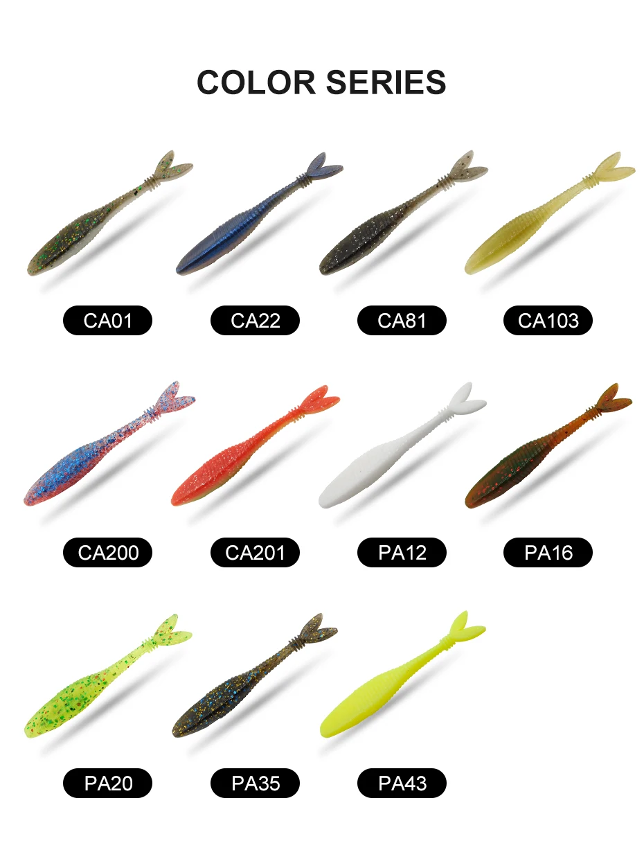 ESFISHING-señuelo de pesca profesional, cebo blando de plástico Artificial Isca, cola de horquilla plana, 70mm, 2,5g - imagen 4