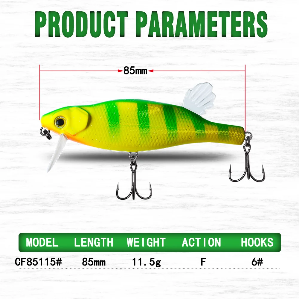 Señuelo de Pesca de pececillos, anzuelos de Pesca de 85mm y 11,5g, aparejos Wobbler, Crankbait, cebo duro Artificial de Japón, Swimbait, 1 piezas - imagen 4