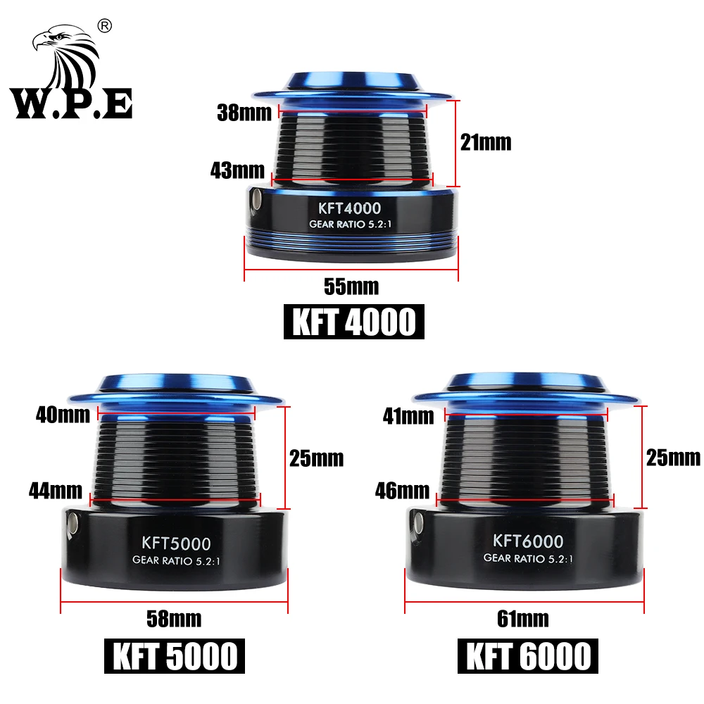 W.P.E KFT-carrete de Pesca giratorio 4000/5000/6000, alta velocidad, relación de engranaje 5,2: 1, rodamientos de bolas 5 + 1, aparejos de Pesca - imagen 3