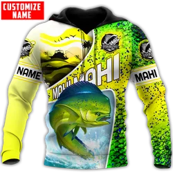 Aangepaste naam Mahi-mahi vissen schubben 3D Afdrukken heren Hoodie & Sweatshirt Herfst Unisex Zip Hoodie Casual Trainingspakken KJ776