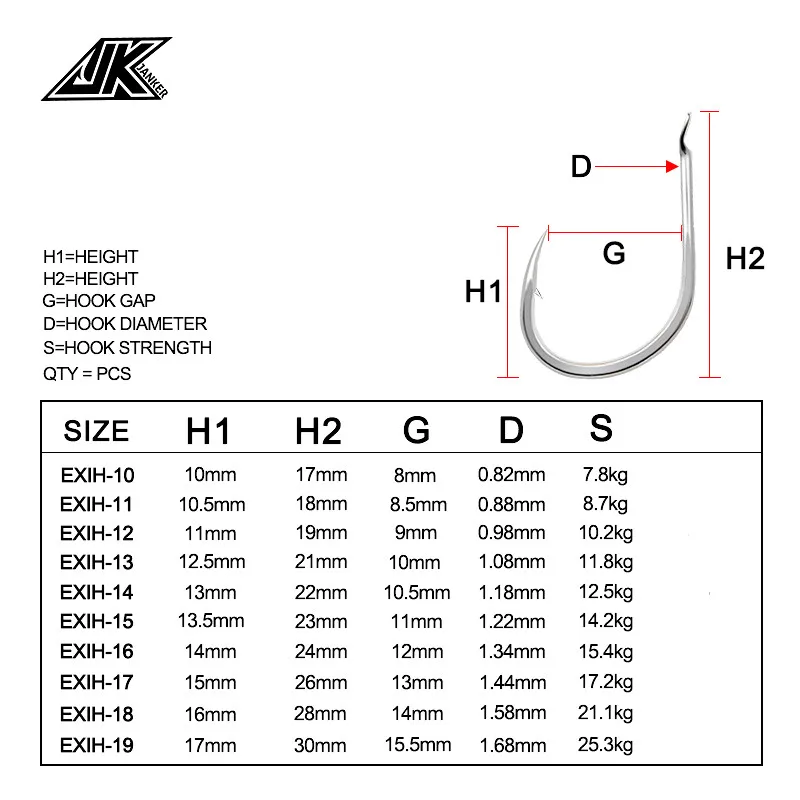 Anzuelo de pesca ligero, gancho de pesca de acero al carbono, JK EXIH-50PCS / 100 Uds. - imagen 5