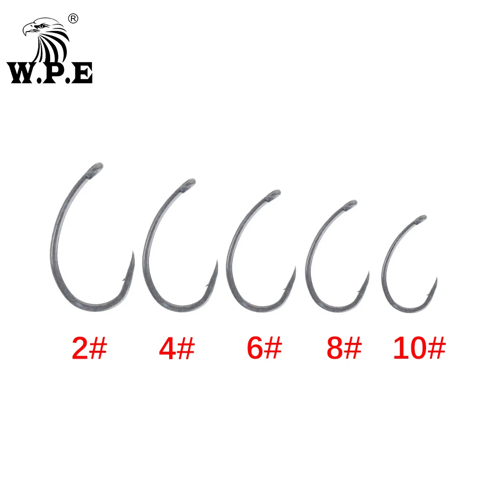 W.P.E marca revestimiento de anzuelo de pesca 30 unids/lote anzuelo de pesca de carpa 2 # /4 # /6 # /8 # / Gape ancho con aparejos de pesca con anzuelo de púas micro - imagen 4
