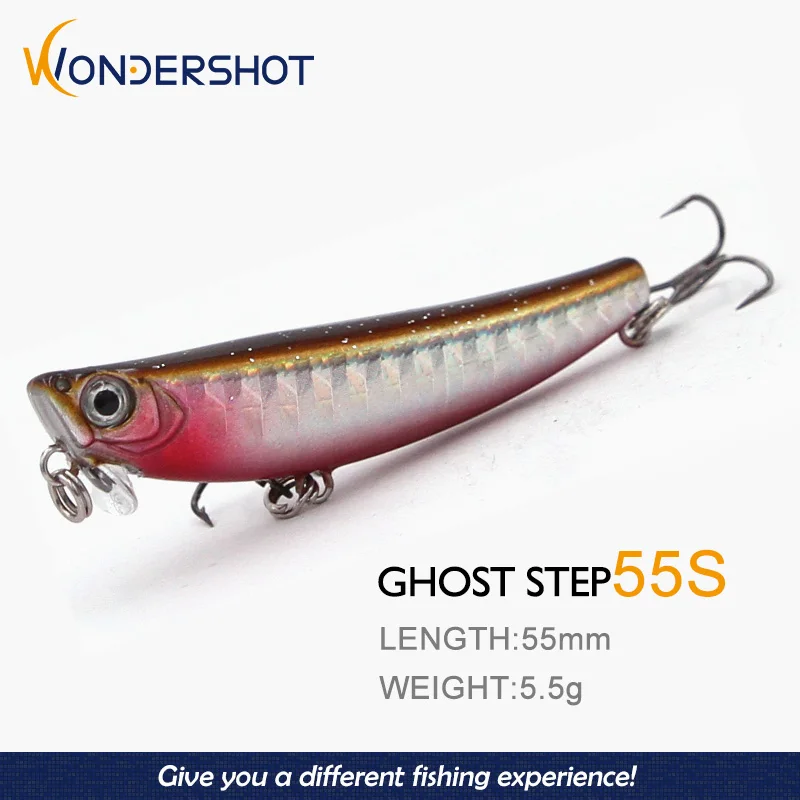 Wondershot A12 5,5g 55mm hundimiento Minnow cebo duro señuelo de pesca Artificial superficie agua Crankbait Bass Wobbler Jerkabait