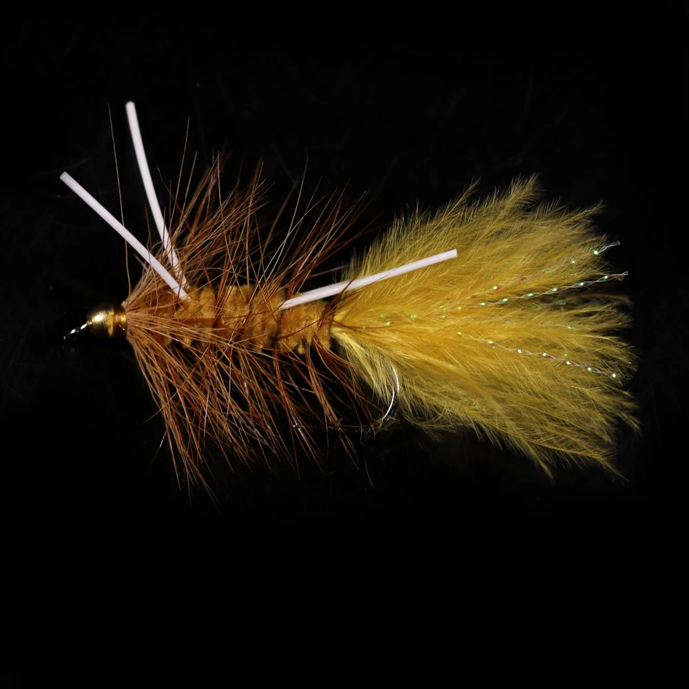 ICERIO-Cabeza de cuentas de latón con patas de goma, señuelos de mosca de pesca, anzuelo de atado de agua salada roja Oliva, trucha, moscas, cebo, 6 unidades - imagen 5