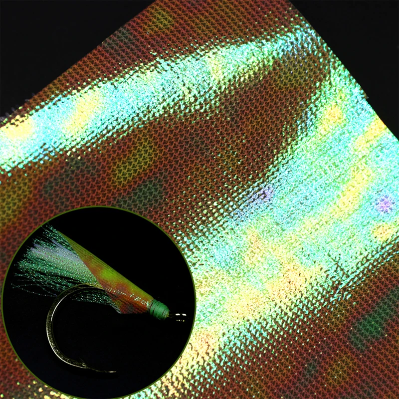 Ellllv-Película de Flash holográfica de varios colores, 15cm x 110cm, Material de ala de gancho, Sabiki duradero, bricolaje - imagen 5