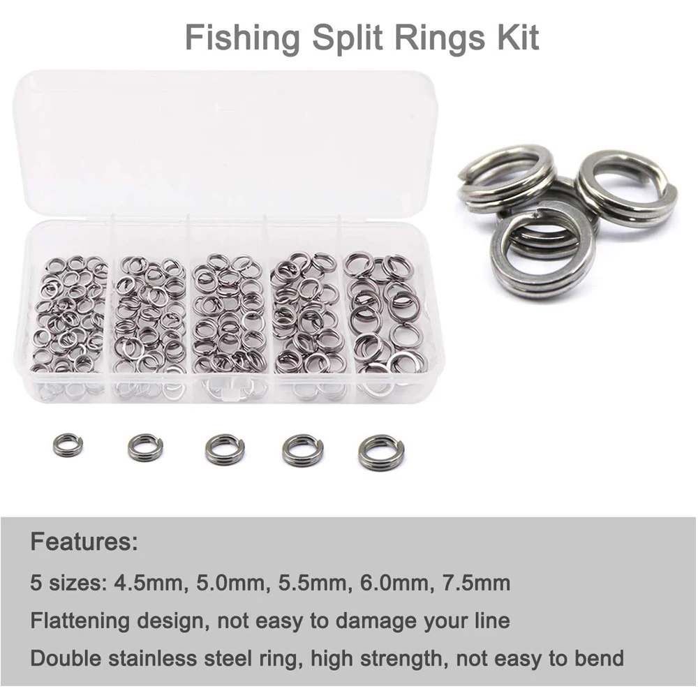 Kit de alicates de pesca con anillos divididos de acero inoxidable, Conector de señuelo, aparejos de pesca para agua dulce y salada, 151 Uds. - imagen 3