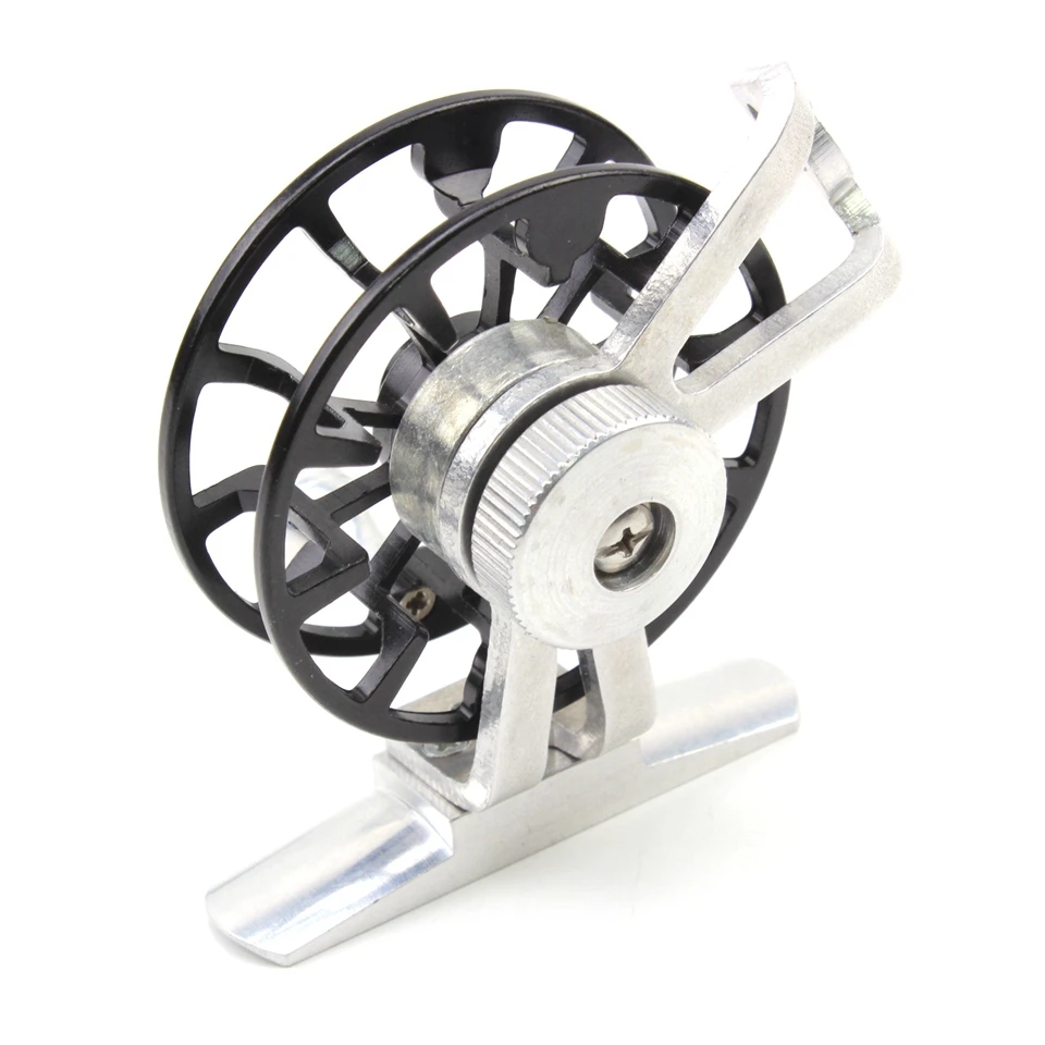 Carrete de pesca ultraligero en hielo, Mini línea de poste, enrollador de cañas, rueda de pesca de camarón de Rafting, aparejos de pesca portátiles de Metal, 2 piezas - imagen 5