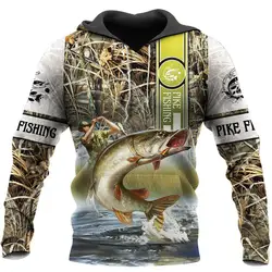 Sudadera de pesca con capucha y estampado 3D