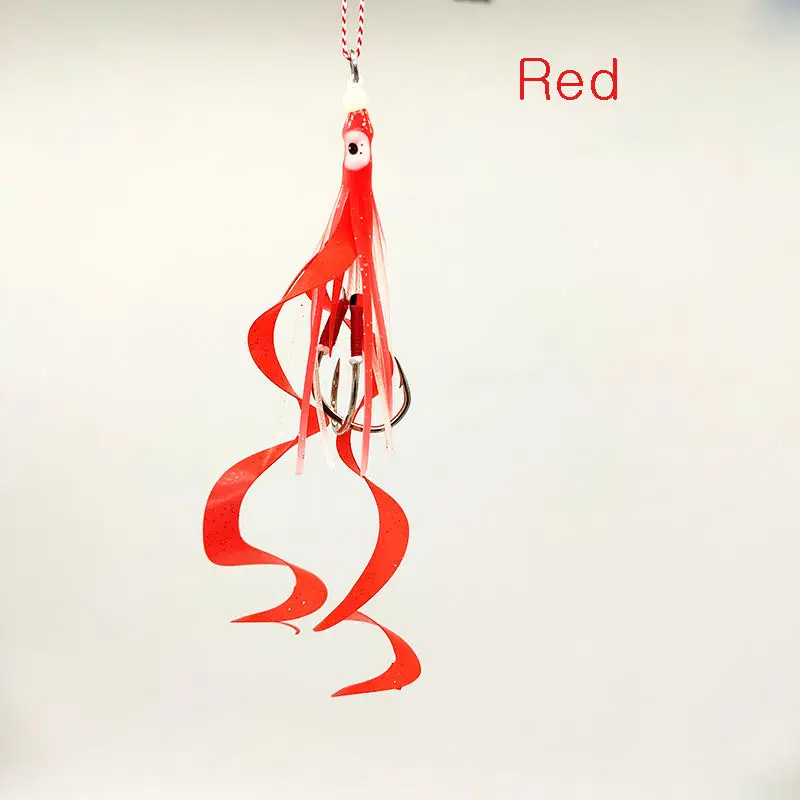 Anzuelos de asistencia brillante con faldas de calamar, accesorios de pesca en el mar, plantilla lenta luminosa, 30 unidades por lote - imagen 5