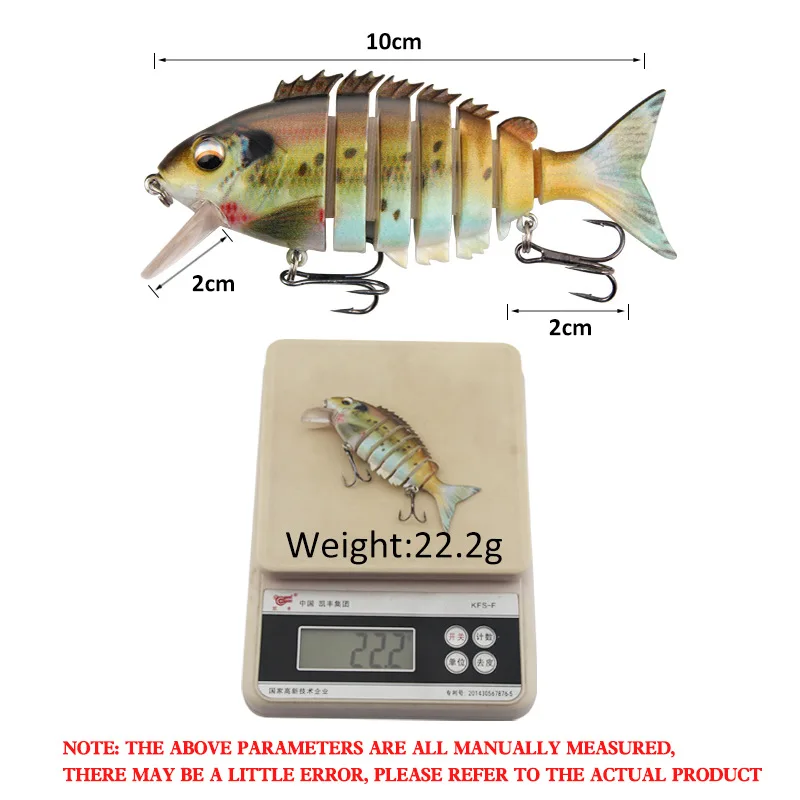 Wobbler-señuelos artificiales para pesca, aparejos de pesca de 7 segmentos, Swimbait Crankbait duro lento, 10cm, 22,2g, Isca - imagen 4