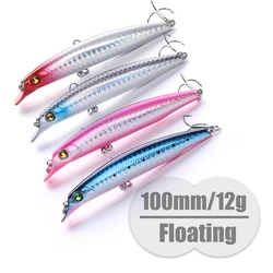 Banshee-SEÑUELOS DE PESCA DE pececillos, cebo duro láser Wobbler de 100mm y 12g, Crankbaits artificiales, cebos flotantes de pesca Topwater