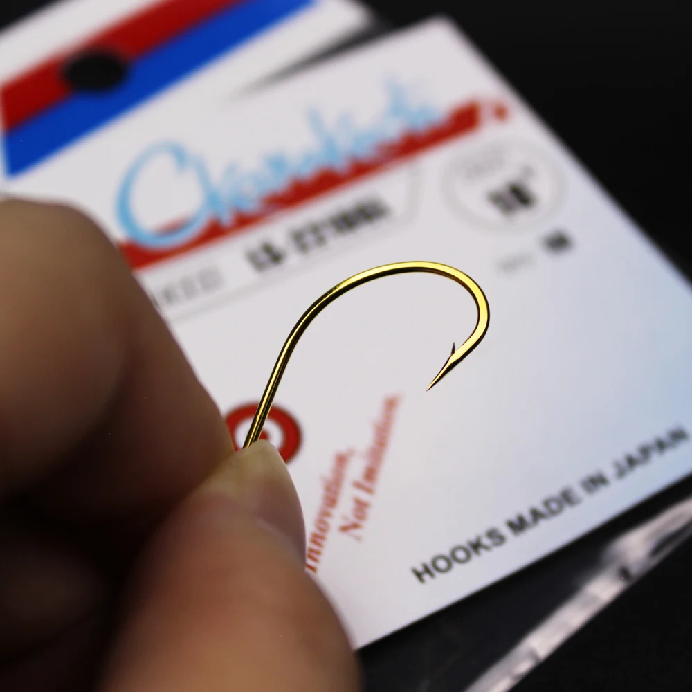 10 unids/lote sin anillo pesca de carpa 1 # -18 #   Ganchos dorados Maruseigo de todos los tamaños, ganchos para agua de mar y agua dulce gamakatsu - imagen 3