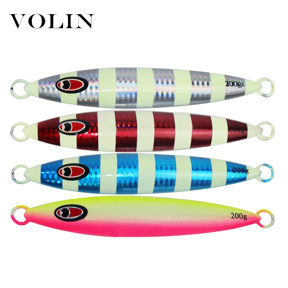 VOLIN-señuelo de pesca con plantillas de Metal grandes, 150g, 200g, 300g, 350g, 450g, barco de jigging lento, cebo duro brillante, aparejos de pesca de mar - imagen 5