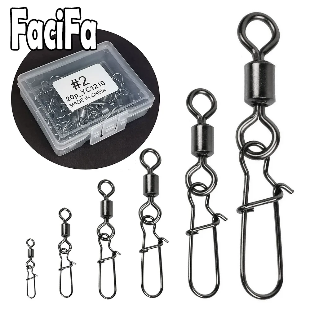 50 Uds. Conector de pesca de acero inoxidable, rodamiento de Pin giratorio, caja a presión, accesorios de aparejos de pesca para anzuelo de señuelo