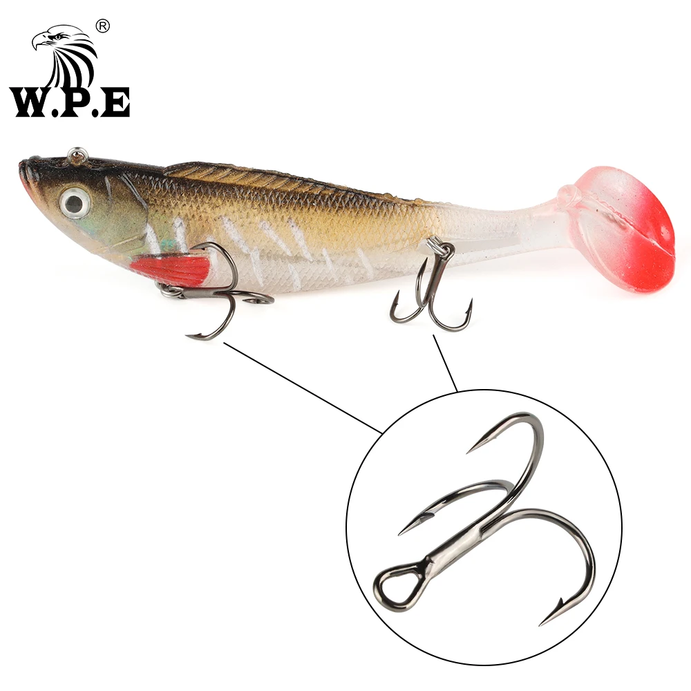 W.P.E 1 paquete/10-15 piezas Gancho triple 4 # -3/0 #   Anzuelos de pesca de acero rico en carbono, señuelo suave, aparejos de pesca de lubina, anzuelos de púas redondos - imagen 4
