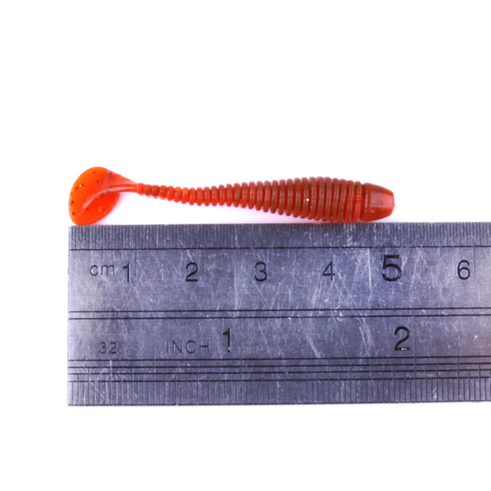 50 unids/lote gusano T cola señuelo suave 5cm 0,8g cebo Artificial de silicona Swimbait agua salada Jig Head Wobblers carpa aparejos - imagen 2