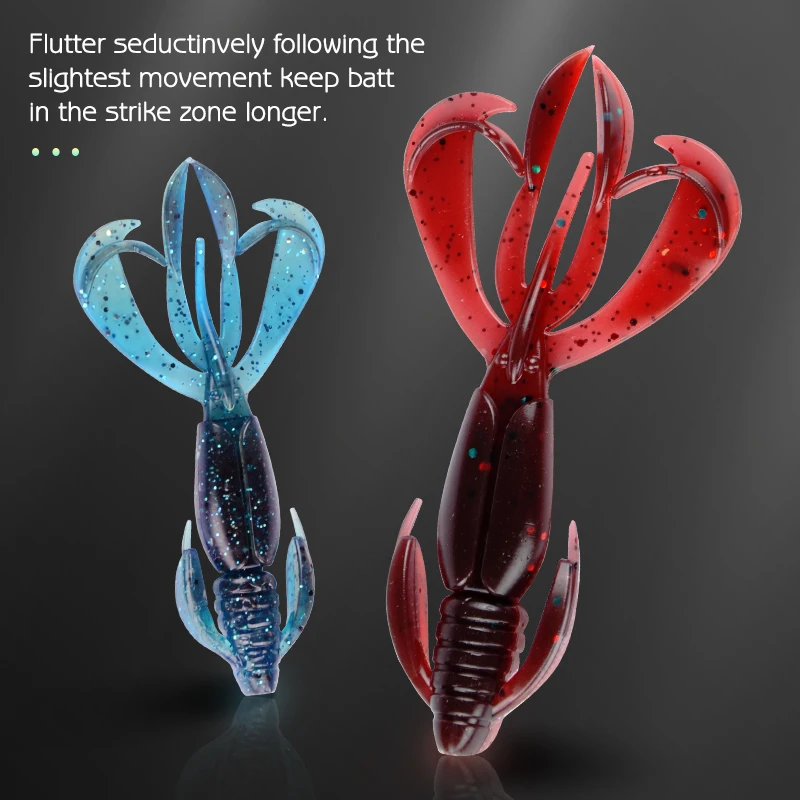 MEREDITH Señuelos de Pesca Crazy Flapper 90mm/6,1g 10 pzas/lote Craws señuelos blandos pesca cebo suave camarones cebo para lubina Peche Gear - imagen 5