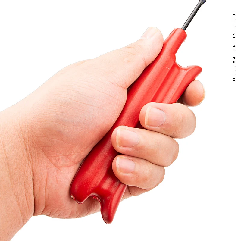 Mini caña de pescar de fibra de vidrio roja para invierno, 10 unidades, señuelo para Pesca en hielo, Jiging - imagen 5